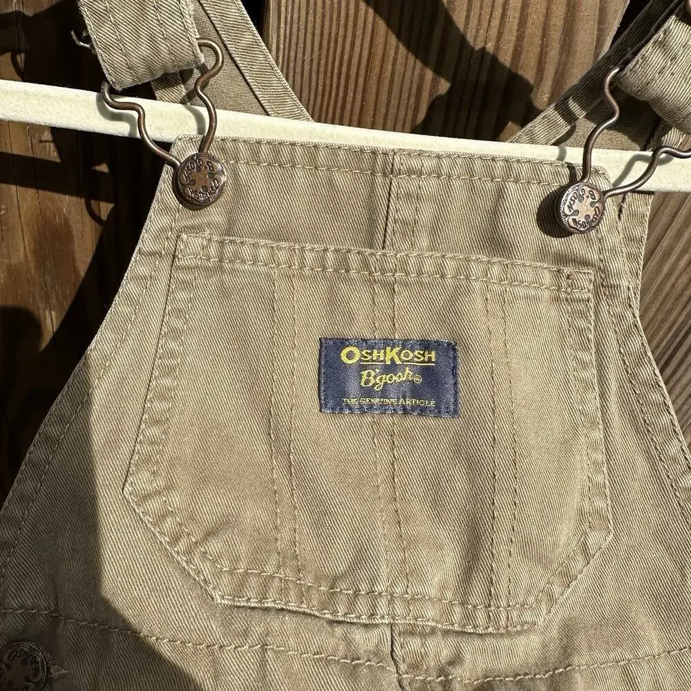 Oshkosh B’gosh Toddler Overalls 18 Months Khaki Plaid‎ Bear Animal